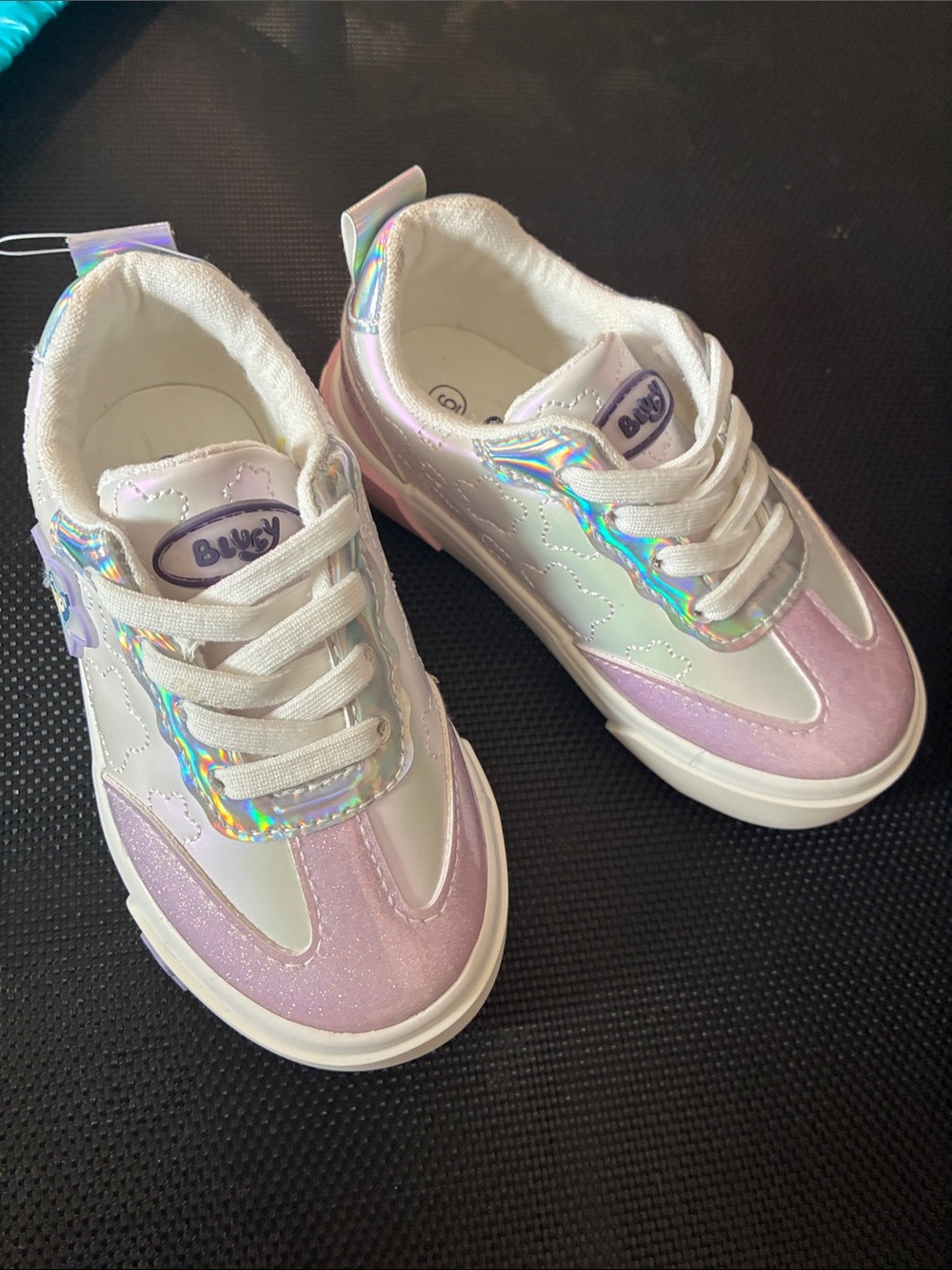Bluey 6M Toddler Holographic White and Lilac Sneakers